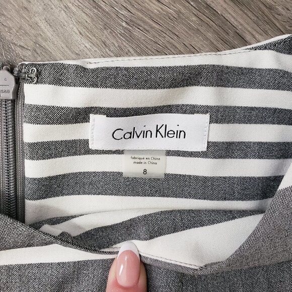 Calvin Klein * Grey White Stripe Shift Dress NEW - Picture 5 of 10